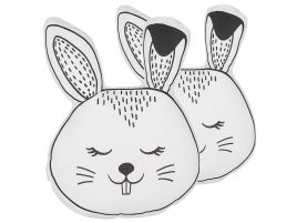 Set of 2 Cotton Kids Cushions Bunny 53x43cm Black and White