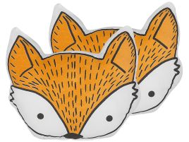 Set of 2 Cotton Kids Cushions Fox 50x40cm Orange