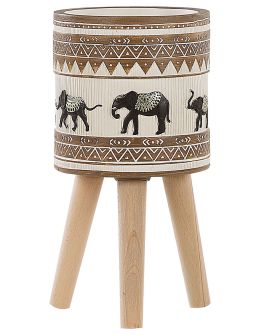 Plant Pot Stand 22 x 22 x 43 cm Beige and Brown KOTTES