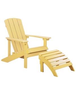 Garden Chair with Footstool Yellow ADIRONDACK