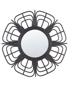Rattan Sunburst Wall Mirror 60cm Black