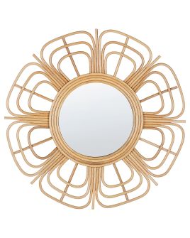 Rattan Sunburst Wall Mirror 60cm Beige