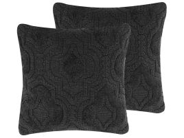 Set of 2 Cotton Embossed Cushions 45x45cm Grey