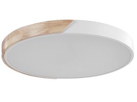 Metal LED Ceiling Lamp White with Light Wood PATTANI