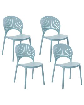 Set of 4 Plastic Dining Chairs Blue OSTIA