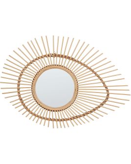 Bamboo Oval Wall Mirror 63x45cm Natural