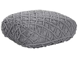 Cotton Macrame Floor Cushion 50 x 50 x 20 cm Grey BERRECHID