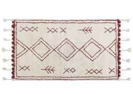 Cotton Area Rug 80x150cm White and Red