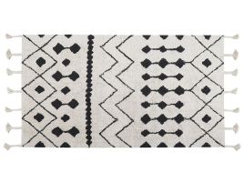 Cotton Area Rug 80x150cm Black and White