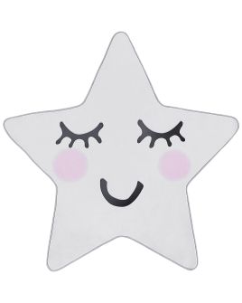 Kids Rug Star Print 120x120cm White