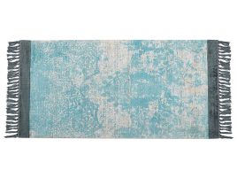 Viscose Area Rug 80x150cm Blue and Beige