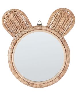 Rattan Bear Wall Mirror 20cm Natural