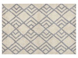 Cotton Area Rug 140x200cm Beige and Grey