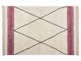 Cotton Area Rug 140x200cm Beige and Pink