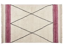 Cotton Area Rug 160x230cm Beige and Pink