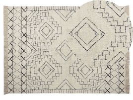 Cotton Area Rug 140x200cm Beige and Black