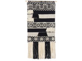 Cotton Macramé Wall Hanging Beige and Black MURIDKE