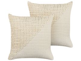 Set of 2 Cotton Cushions 45x45cm Beige