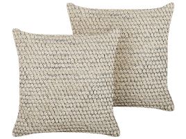 Set of 2 Cotton Cushions 45x45cm Beige