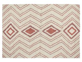 Cotton Area Rug 140x200cm Beige and Pink