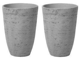 Set of 2 Plant Pots 35 x 35 x 50 cm Grey CAMIA