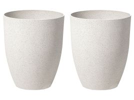 Set of 2 Plant Pots 35 x 35 x 42 cm Off-White CROTON