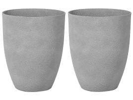 Set of 2 Plant Pots 43 x 43 x 52 cm Grey CROTON
