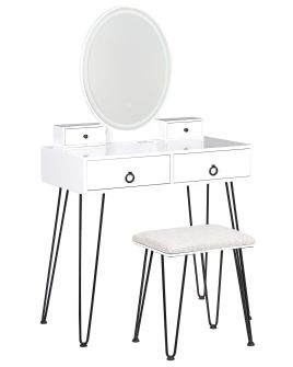 Dressing Table - AUBURN 4 Drawer Dresser White and Black 80cm