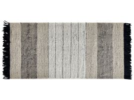 Wool Area Rug 80x150cm Beige and Black