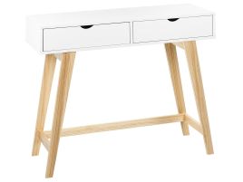 2 Drawer Console Table White with Light Wood SULLY