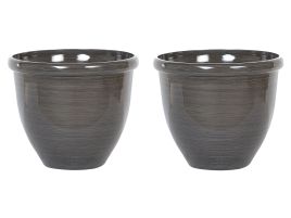 Set of 2 Plant Pots ⌀ 40 cm Brown TESALIA