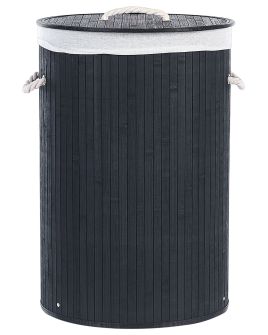 Bamboo Basket with Lid Black SANNAR