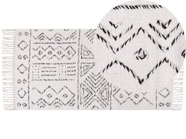 Wool Area Rug 80x150cm White and Black