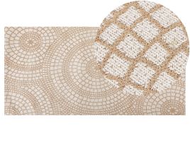 Jute Area Rug 80x150cm Beige and White