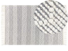 Wool Area Rug 160x230cm Grey and White
