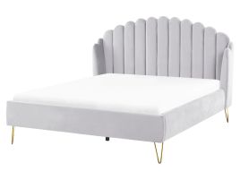 Velvet EU King Size Bed Grey AMBILLOU