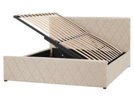 Velvet EU King Size Ottoman Bed Beige ROCHEFORT
