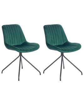 Set of 2 Velvet Dining Chairs Green NAVASOTA