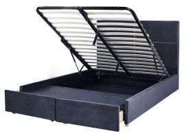 Velvet EU King Size Ottoman Bed with Drawers Black VERNOYES