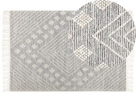 Wool Area Rug 160x230cm Grey and White