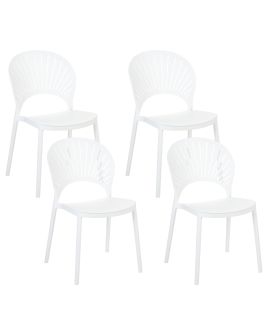 Set of 4 Plastic Dining Chairs White OSTIA