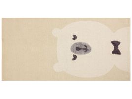 Cotton Kids Rug Bear Print 80x150cm Beige