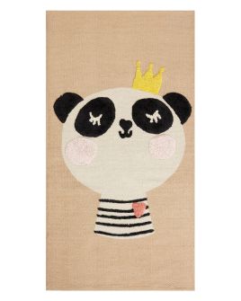 Cotton Kids Rug Panda Print 80x150cm Beige