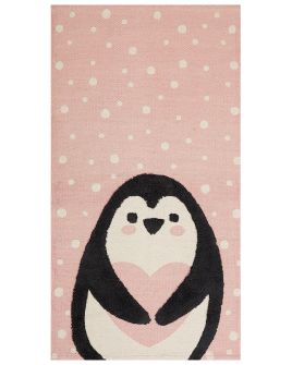 Cotton Kids Rug Penguin Print 80x150cm Pink