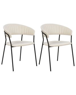 Set of 2 Velvet Dining Chairs Cream MARIPOSA