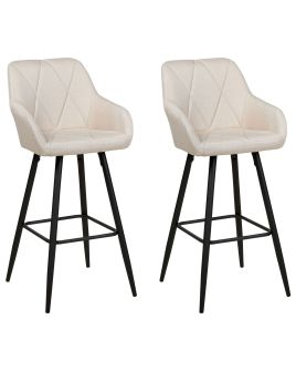 Set of 2 Fabric Bar Chairs Light Beige DARIEN