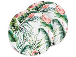 Set of 2 Outdoor Cushions Flamingo Pattern âŒ€ 40 cm Multicolour ELLERA