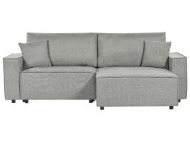 Left Hand Fabric Corner Sofa Bed with Storage Grey KARILA