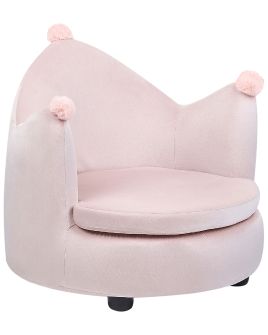 Kids Velvet Armchair Crown Pink VEGA