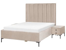 3 Piece Bedroom Set Velvet EU Double Size Taupe SEZANNE